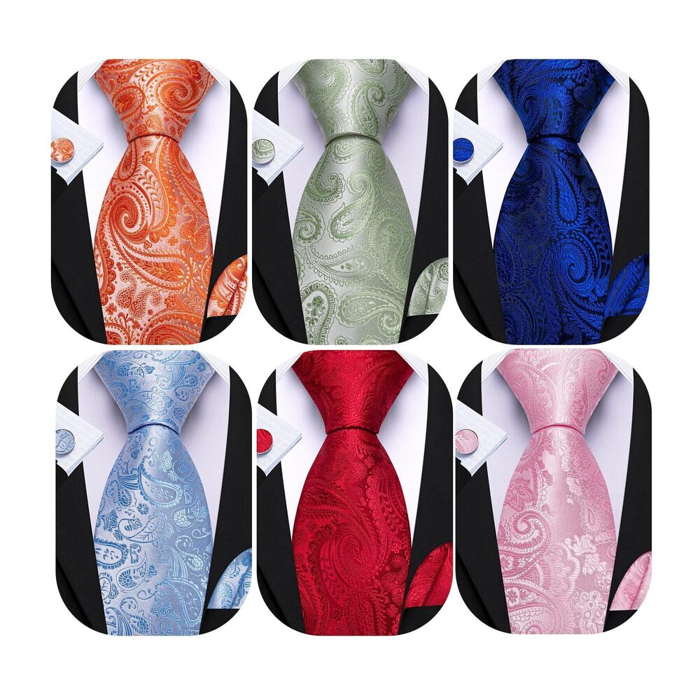 9011 6 PCS Ties Set Silk Business Fashion Woven Necktie Handkerchief